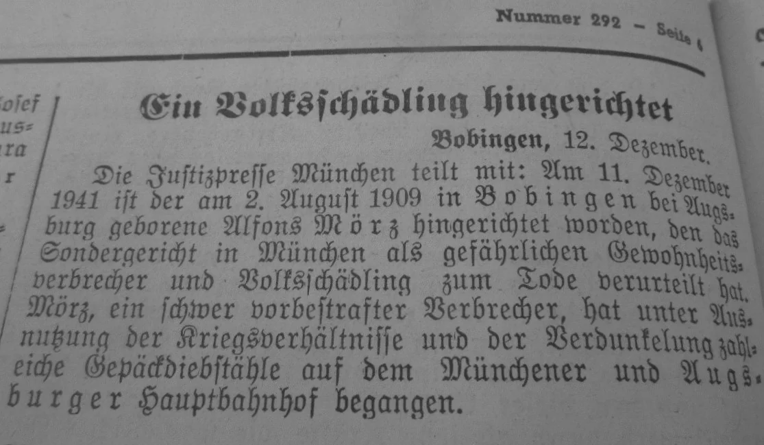 Augsburger Nationalzeitung vom 12. Dezember 1941.