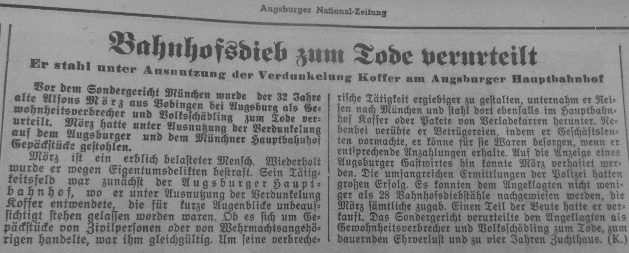 Augsburger Nationalzeitung vom 3. November 1941.