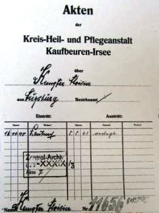 Akte von Aloisa Kempter mit dem Vermerk „verlegt“. (Bundesarchiv Berlin)